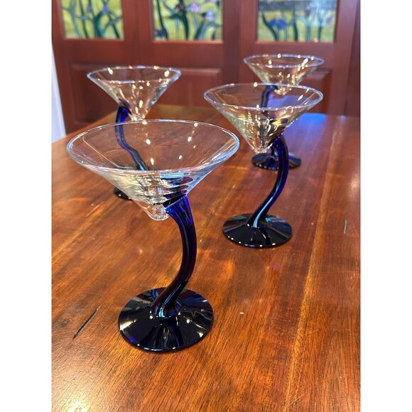 Martini Cobalt Blue Libbey Bravura Glasses. - Picture 12 of 13